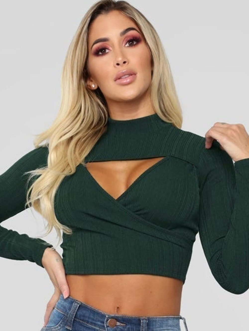 Fashion Nova Long Sleeve Cropped Top